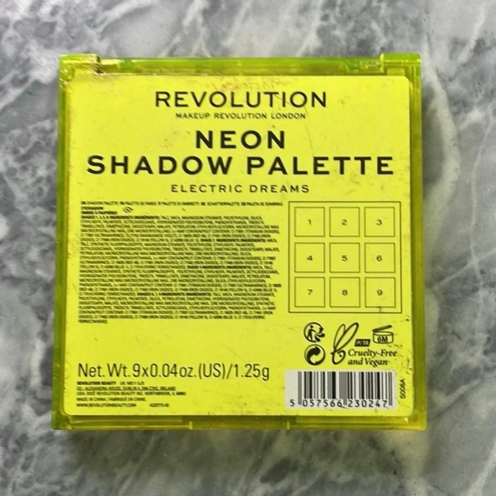 Revolution Electric Dreams Neon Yellow Eyeshadow Palette Shadow Matte Shimmer